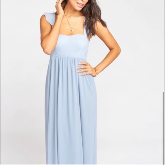 Show Me Your MuMu June Ruffle-Strap Maxi Dress – Steel Blue, Size S NWT - Picture 3 of 9